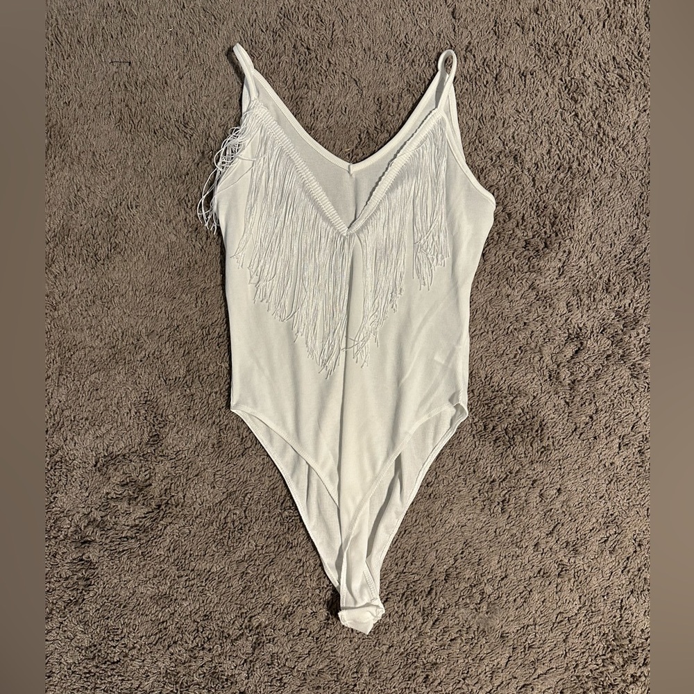 White fringe body suit